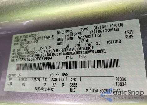 2023 Ford F-150 Xlt from USA, damaged, VIN 1FTFW1E58PFC89994